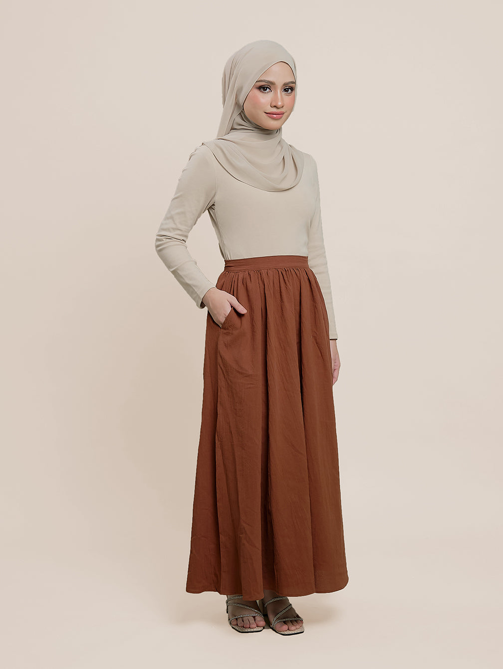 Diore Skirt - Brick Choc