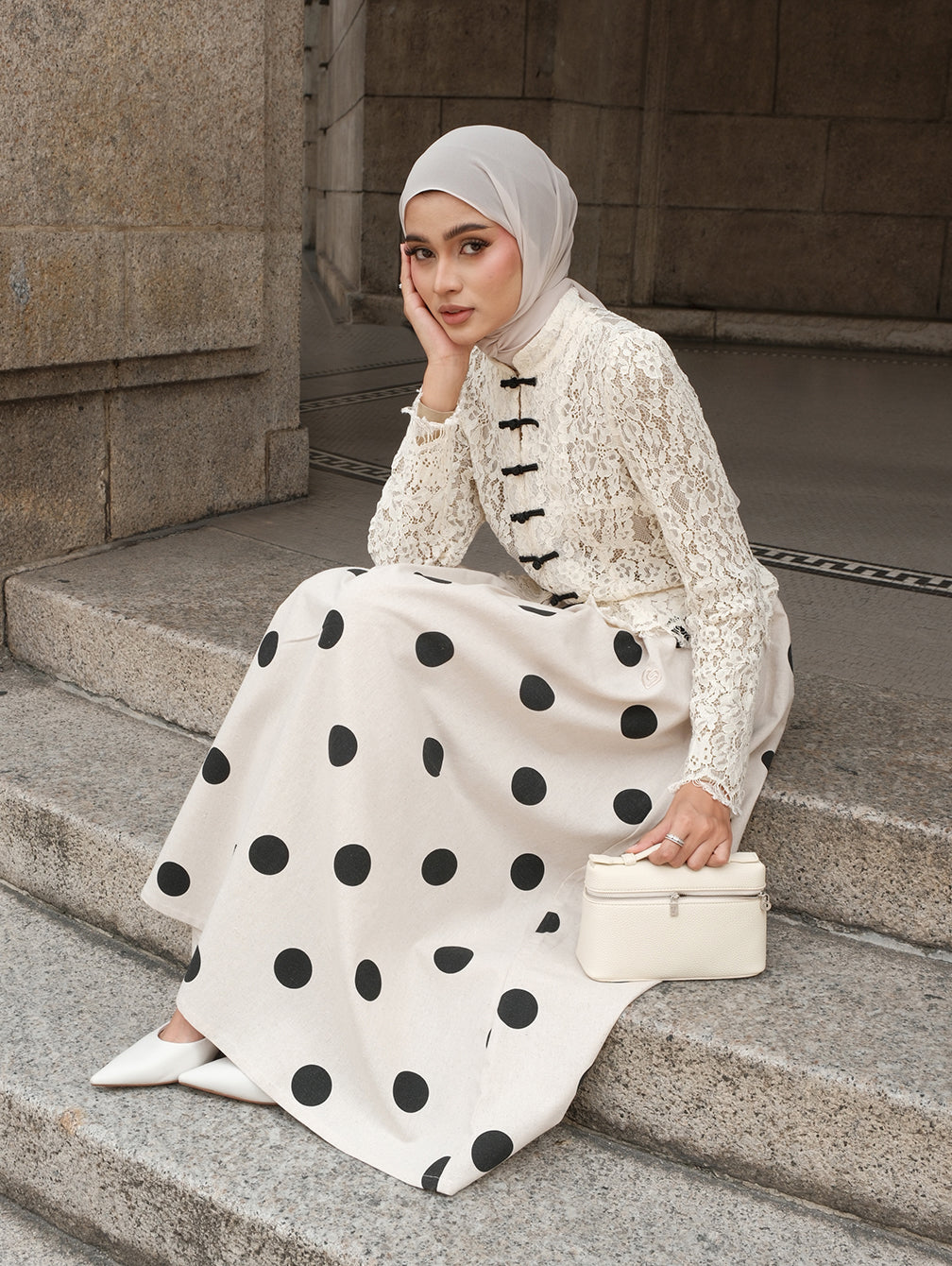 Dot Skirt - Beige Ecru